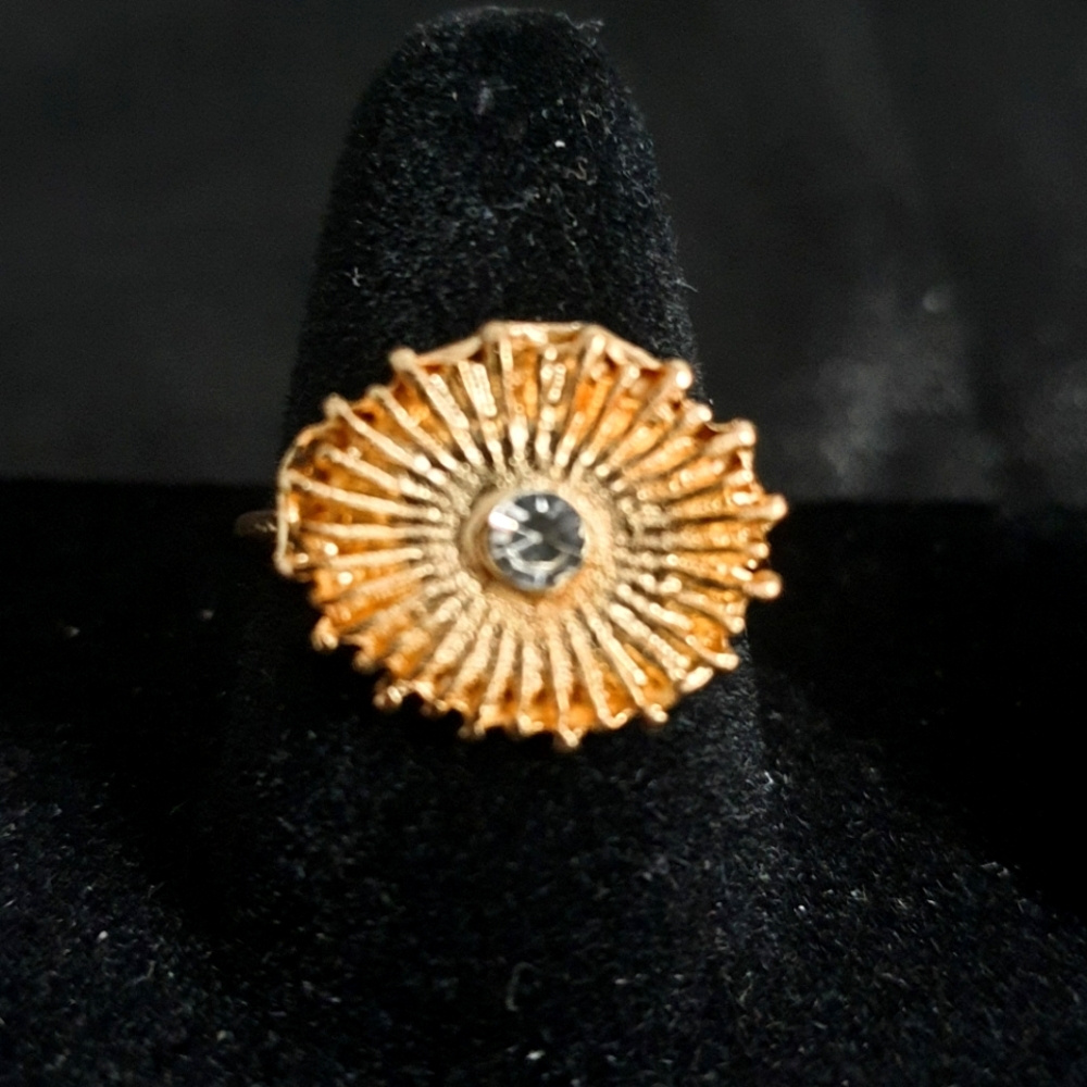 Gold Sunburst Ring with Silver Accent